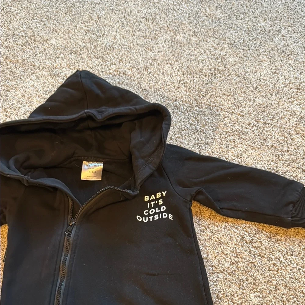 Black Footies One Piece with Elasticized Cuffs - Picture 3 of 4